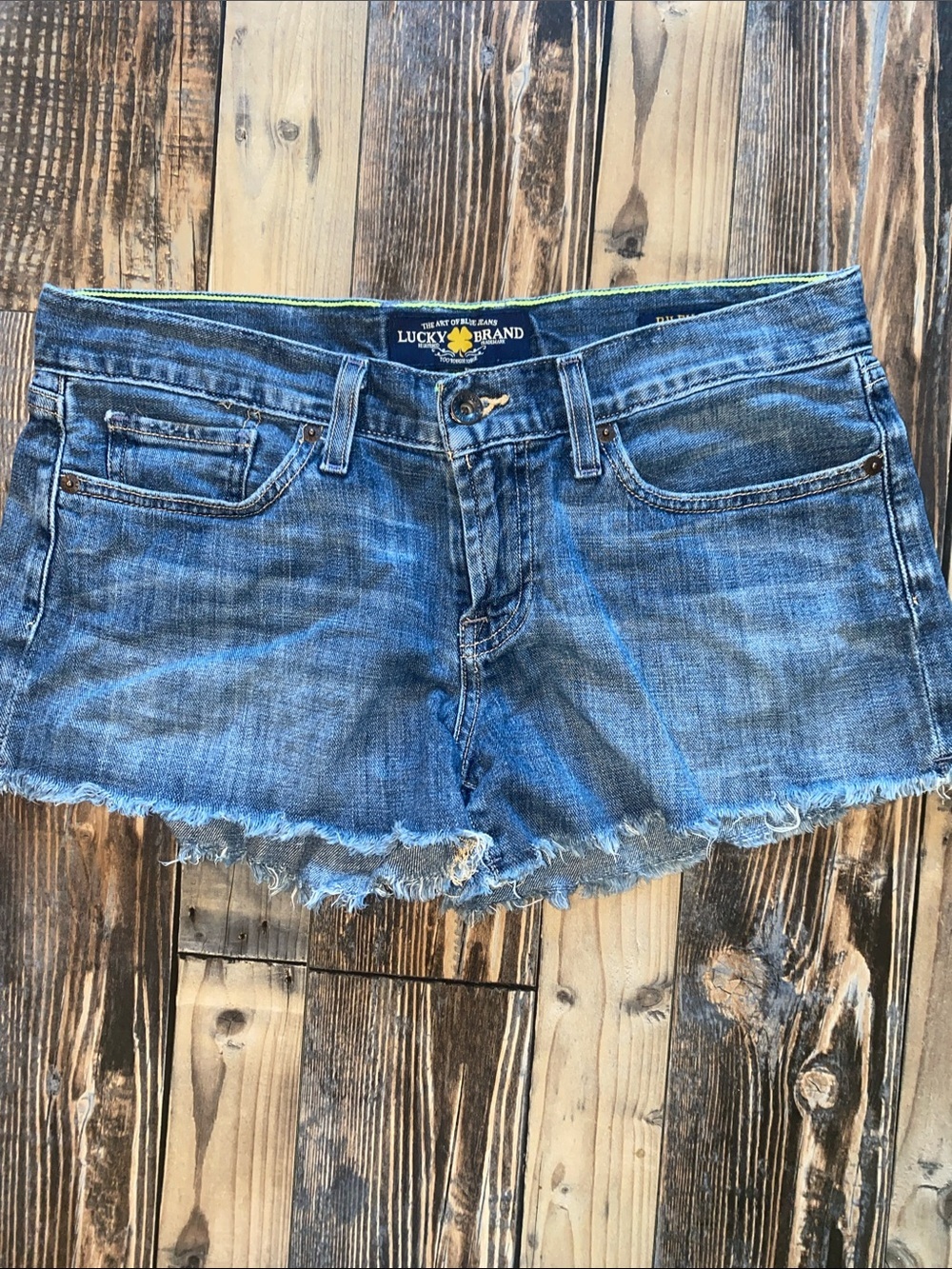 Lucky Brand Mid-Blue Distressed Denim Cutoff Shorts